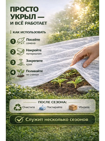 Укрывной материал Грядка в порядке с УФ стабилизатором белый 17 г/м2, 3,2 х 10 м Благодатное Земледелие